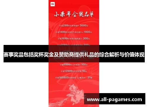 赛事奖品包括奖杯奖金及赞助商提供礼品的综合解析与价值体现